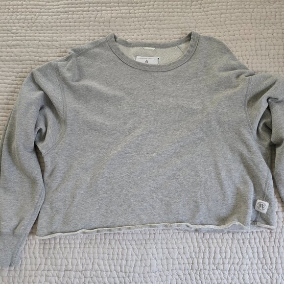 Reigning Champ Lightweight Terry Cut-Off Crewneck Sweatshirt - Heather Grey - M - Picture 1 of 7